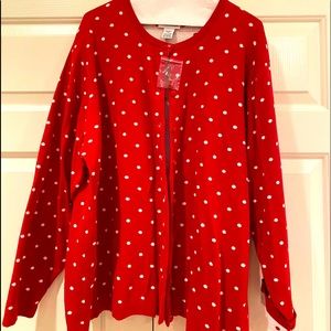 Red and White Polka Dot 3X Cardigan!